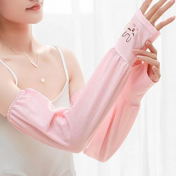 Ice silk sleeve sunscreen gloves women's thin summer UV protection loose ice sleeve riding and drivi
